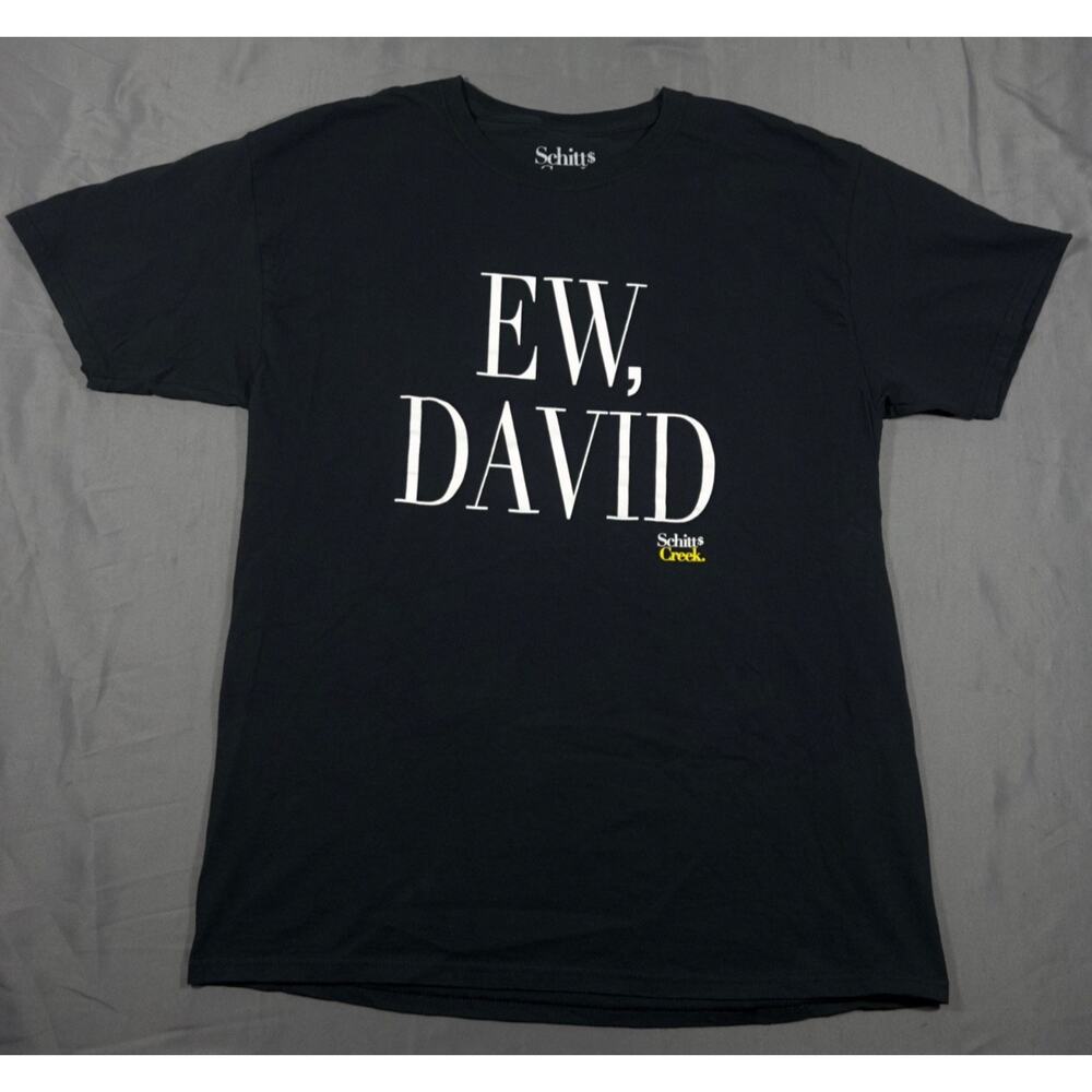 Schitt’s Creek Ew David T-Shirt Black Graphic Tee Mens L